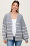 Heather Grey Striped Oversized Maternity Cardigan