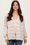 Taupe Striped Oversized Cardigan