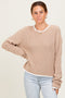 Taupe Contrast Trim Sweater