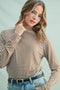Mocha Striped High Neck Long Sleeve Top
