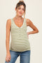 Green Striped Fitted Maternity Tank Top