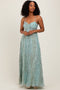 Mint Green Floral Cutout Tie Back Maxi Dress