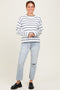 White Striped Drop Shoulder Sweater