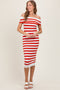 Red Striped Off Shoulder Midi Sweater Dress