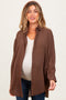 Light Brown Lightweight Sheer Button Down Maternity Blouse