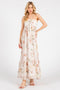 Cream Floral Chiffon Halter Maxi Dress