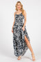 Charcoal Floral Waist Tie Maxi Dress