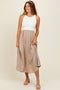 Beige Contrast Knit Top Sleeveless Midi Dress