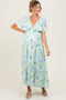 Sky Blue Floral Print Maternity Maxi Dress
