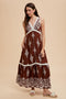 Brown Border Print Resort Maxi Dress
