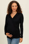 Black Long Sleeve Wrap Front Maternity Nursing Top