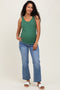 Blue High Rise Raw Hem Ankle Straight Maternity Jeans