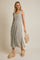 Olive-White Stripe Side Slit Maxi Dress