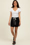 Black Ribbed Texture Drawstring Shorts