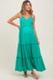Emerald Swiss Dot Smocked Sleeveless Maternity Maxi Dress
