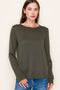 Olive Pointelle Knit Long Sleeve Top