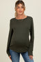 Olive Pointelle Knit Maternity Long Sleeve Top