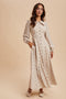 Cream Statement Collar Button Down Maxi Dress