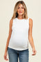 Ivory Textured Rib Ruffle Detail Maternity Tank Top