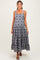 Black Gingham Floral Embroidered Maternity Maxi Dress