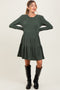 Olive Textured Rib Tiered Long Sleeve Maternity Dress
