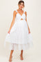 White Embroidered Twist Front Cutout Maternity Midi Dress