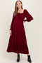 Burgundy Square Neck Long Sleeve Maternity Maxi Dress