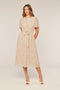 Ivory Floral Plisse Chiffon Midi Dress
