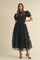 Black Ruffle Detail Swiss Dot Tulle Midi Dress