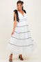 White Shoulder Bow Tie Lace Detail Tulle Maternity Midi Dress