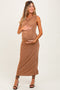 Mocha Draped Neck Sleeveless Maternity Midi Dress