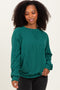 Forest Green Textured Rib Knit Pullover