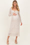 Cream Floral Sweetheart Neckline Long Sleeve Maternity Maxi Dress