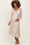 Cream Lace Jacquard Long Sleeve Maternity Midi Dress