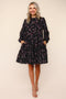 Black Floral Tiered Long Sleeve Dress