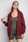 Burgundy Front Zipper Hooded Sweater