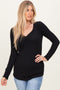 Black Sweetheart Ribbed Long Sleeve Top