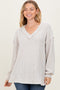 Beige Long Puff Sleeve Solid Oversized Top