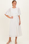 Cream Pleated Cape Midi Dress