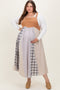 Mocha Multicolor Colorblock Plaid Denim Overall Plus Maternity Dress