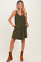 Olive Solid Corduroy V-Neck A-Line Maternity Mini Dress
