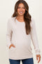 Beige V-Neck Double Layer Maternity Nursing Pullover Top