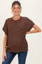 Brown Short Sleeve Round Neck Maternity Sweater