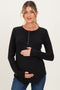 Black Contrast Long Sleeve Maternity Thermal Top