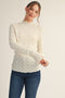 Ivory Thumbhole Sleeves Mock Neck Lace Top