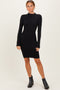Black Cable Knit Mock Neck Mini Dress