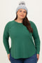 Green Baby Waffle Knit Long Sleeve Plus Top