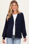 Navy Knit Button Front Maternity Cardigan