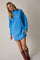 Blue Mock Neck Long Sleeve Sweater Dress