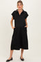 Black Collared Oversized Maternity Midi Dress